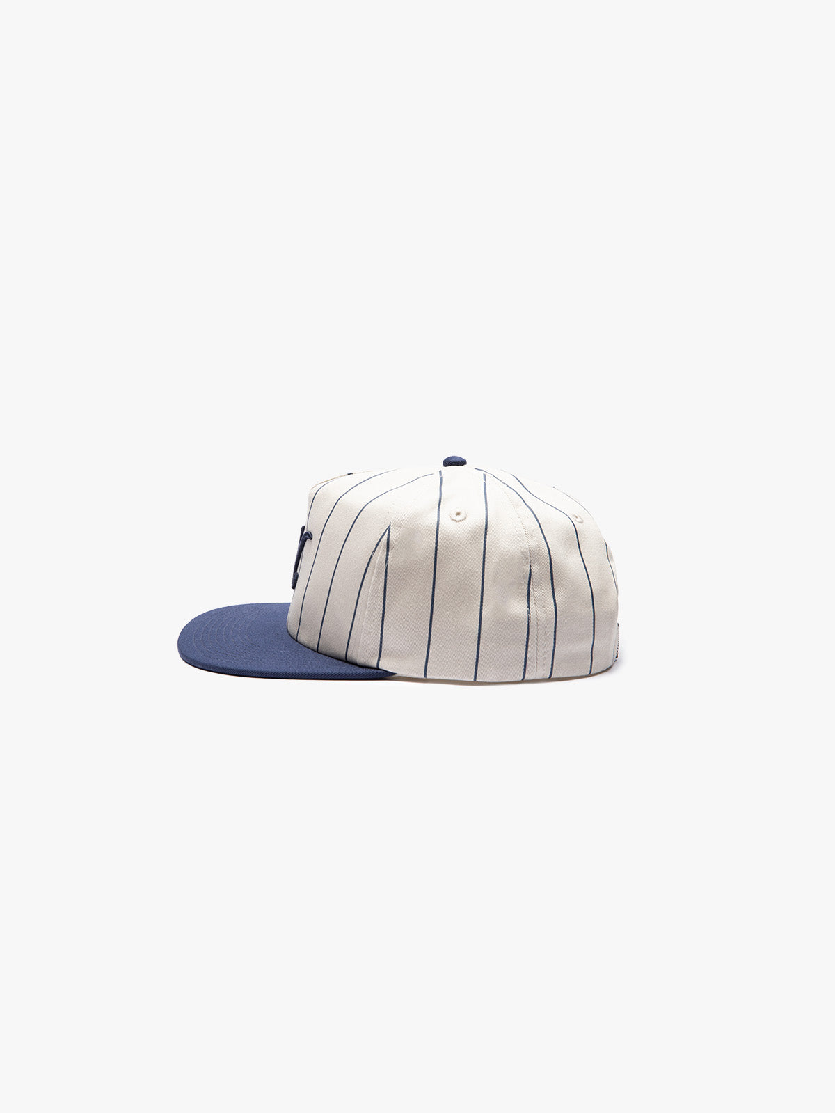 HERITAGE LOGO - 5-PANEL UNSTRUCTURED SNAPBACK - CREAM/BLUE STRIPED