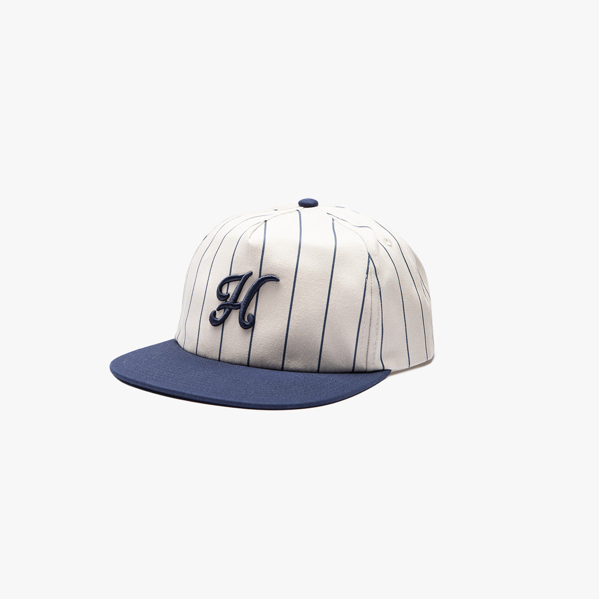 HERITAGE LOGO - 5-PANEL UNSTRUCTURED SNAPBACK - CREAM/BLUE STRIPED