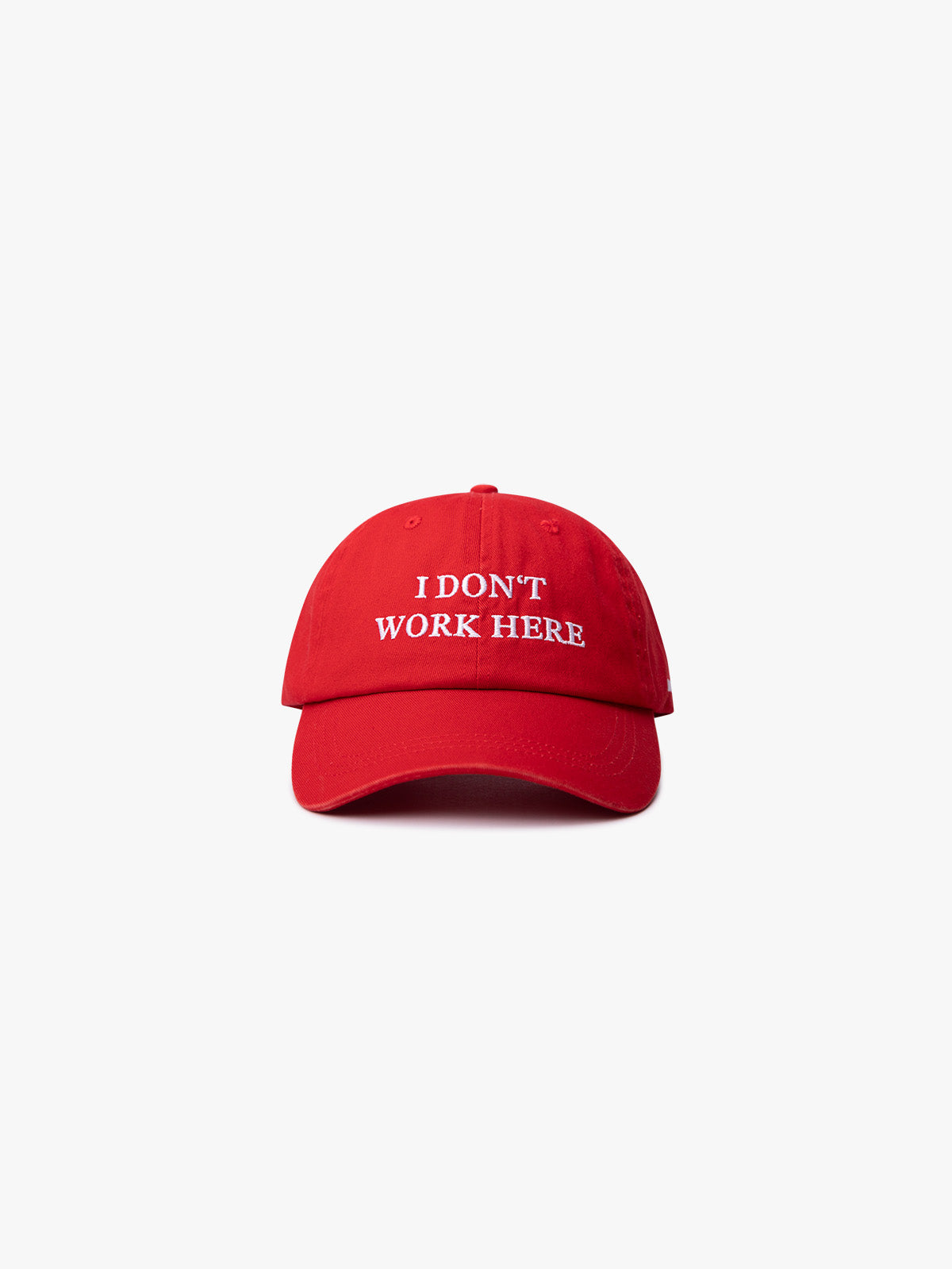 I DONT WORK HERE - DAD CAP - RED